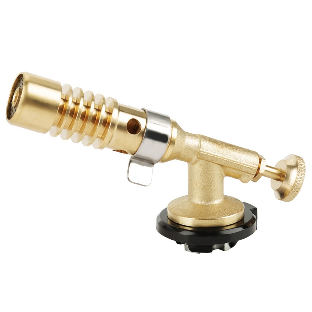 Portable Brass Kitchen Torch with Adjustable Flame, Brass Butane Torch Head, Electronic Ignition, Refillable Handheld