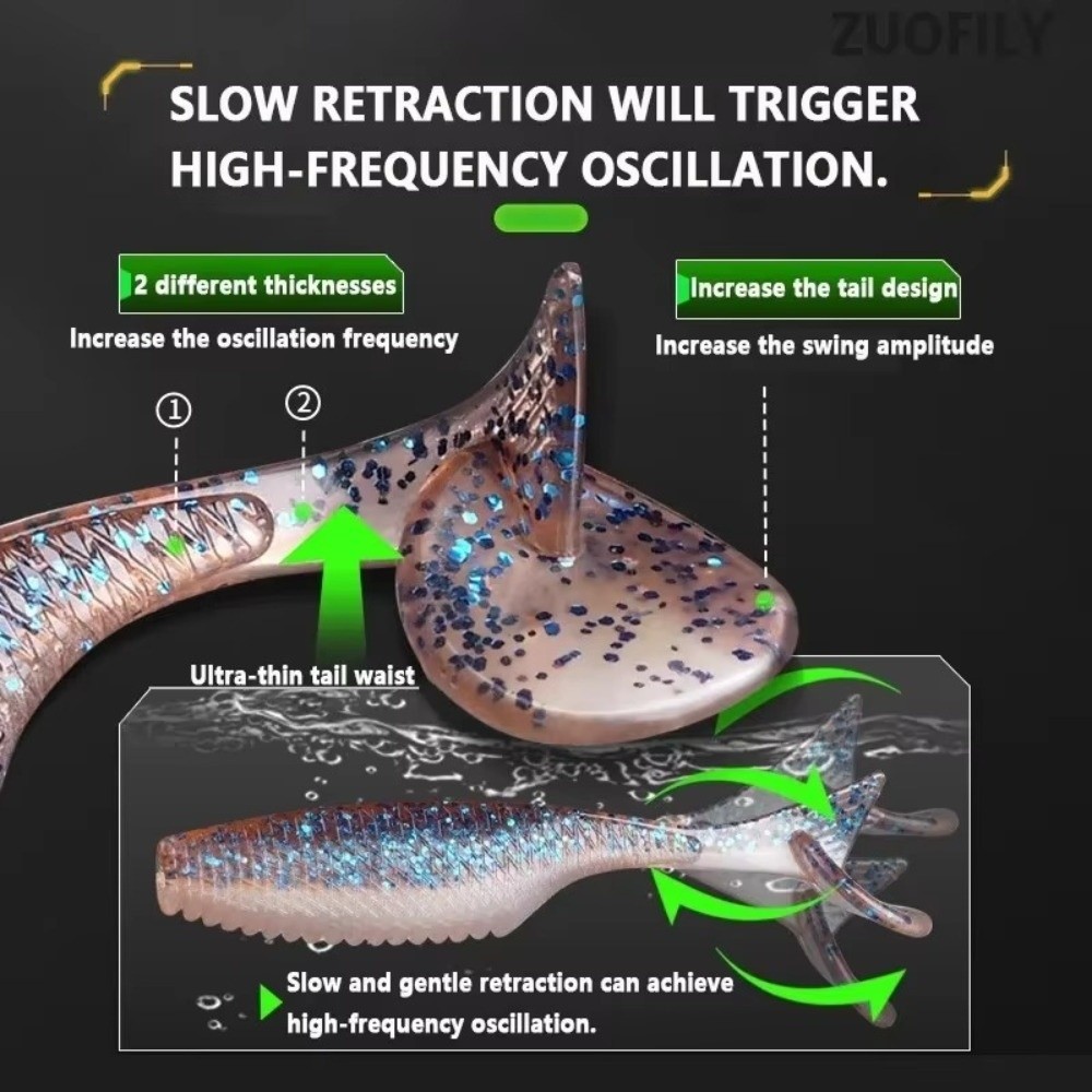 Fishing Soft Bait Floating Feature TTail Design SlowSink Action Swimbait Set 1