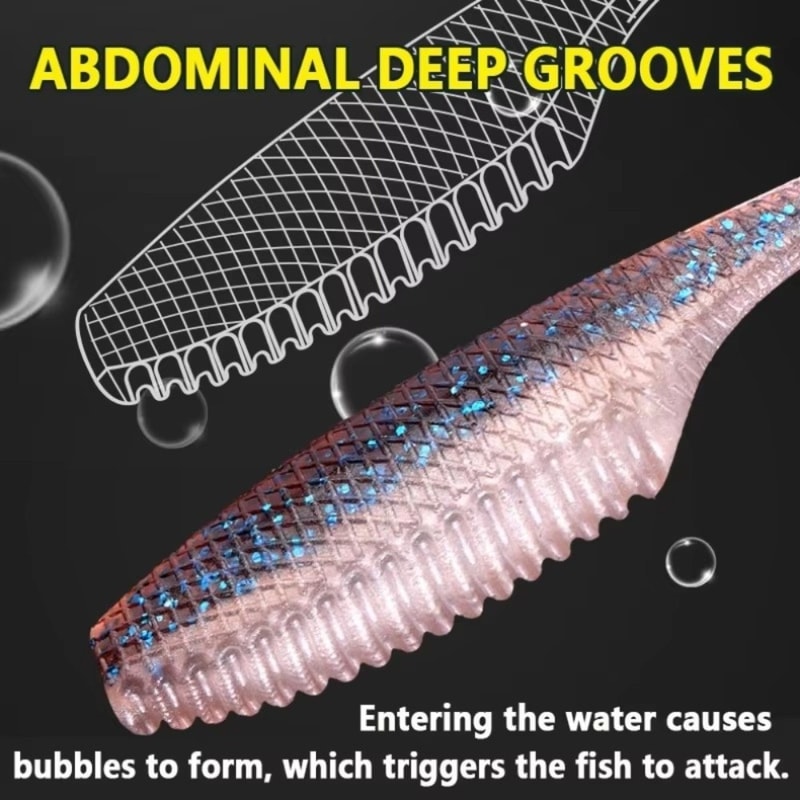 Fishing Soft Bait Floating Feature TTail Design SlowSink Action Swimbait Set 2