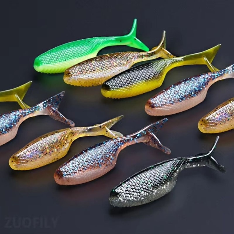 Fishing Soft Bait Floating Feature TTail Design SlowSink Action Swimbait Set 4