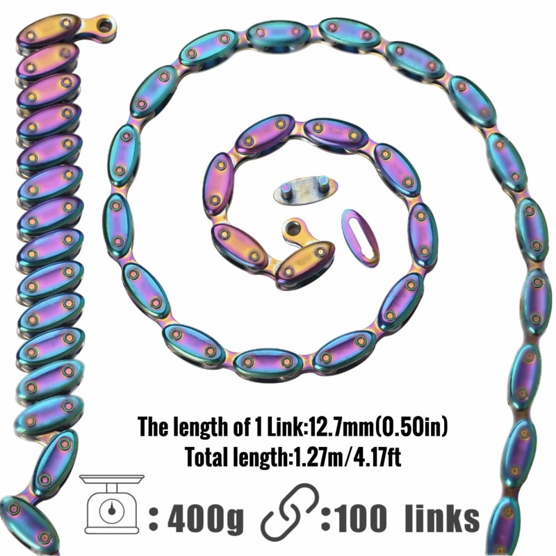Rainbow Manganese Steel Single Speed Bike Chain, Fixed Gear Links, Durable Cycling Accessories