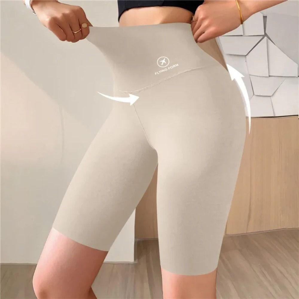 High Waist Yoga Pants Women, Fashion Polyester Fibre Thin Five-cent Slim Fit Elastic Push Up Shorts