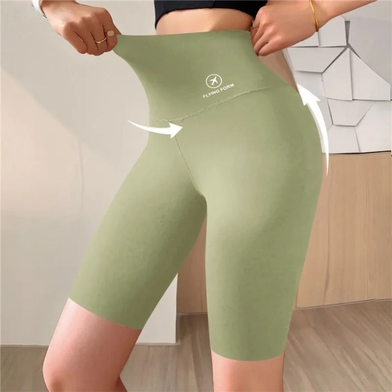 High Waist Yoga Pants Women, Fashion Polyester Fibre Thin Five-cent Slim Fit Elastic Push Up Shorts