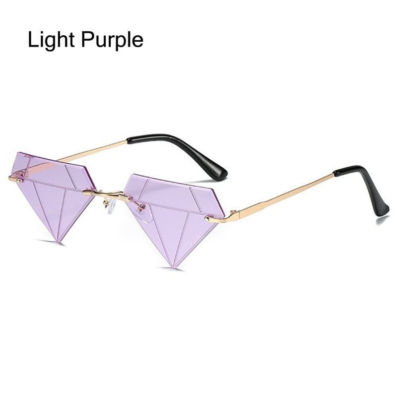 Rimless Sun Glasses For Women Retro Diamond Shaped Halloween Glasses Triangle Sunglasses Rave Party 9
