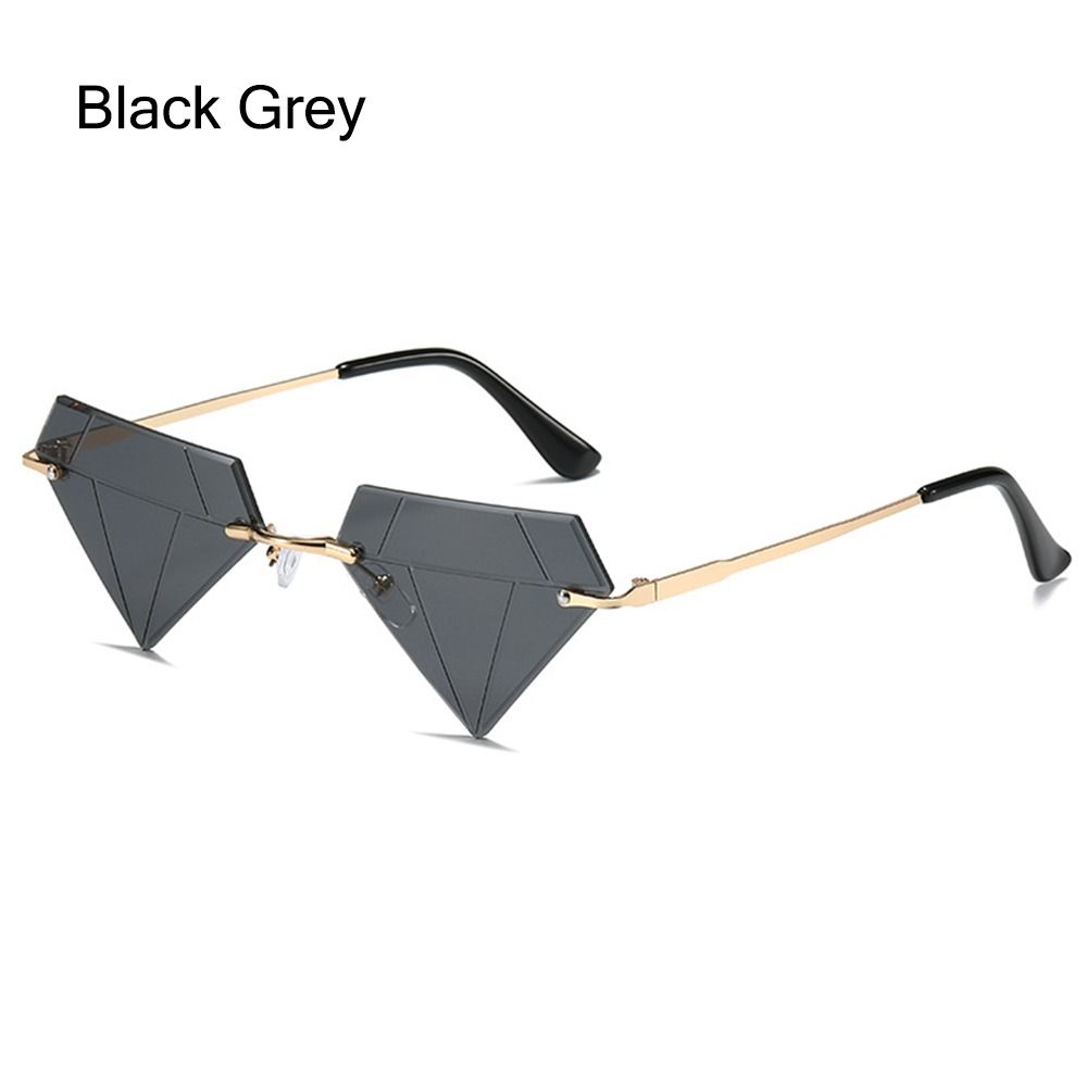 Rimless Sun Glasses For Women Retro Diamond Shaped Halloween Glasses Triangle Sunglasses Rave Party 11
