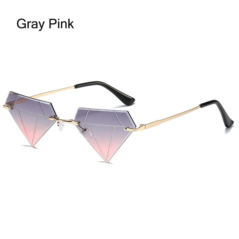 Rimless Sun Glasses For Women Retro Diamond Shaped Halloween Glasses Triangle Sunglasses Rave Party 12