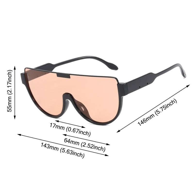 Monoblock Semi-round Sunglasses for Women, Outdoor Designer Oversized Sun Glasses, Half Frame Eyewear for Women & Men