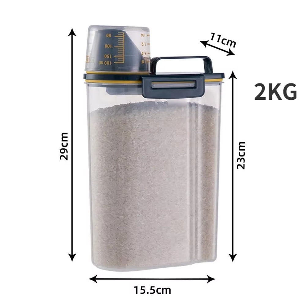 Plastic Cat Food Storage Tank With Measuring Cup Moistureproof Sealed Jar Pet Supplies Container 6