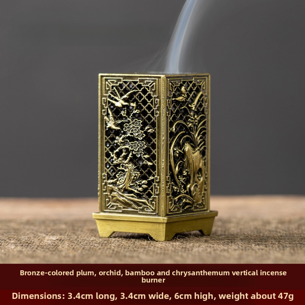 Incense Burners Square Vertical Incense Burner Small Xiangyun Alloy Holder For Indoor Aromatherapy 5