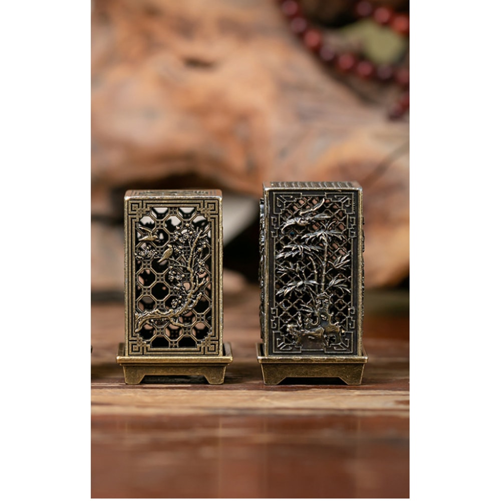 Incense Burners Square Vertical Incense Burner Small Xiangyun Alloy Holder For Indoor Aromatherapy 4