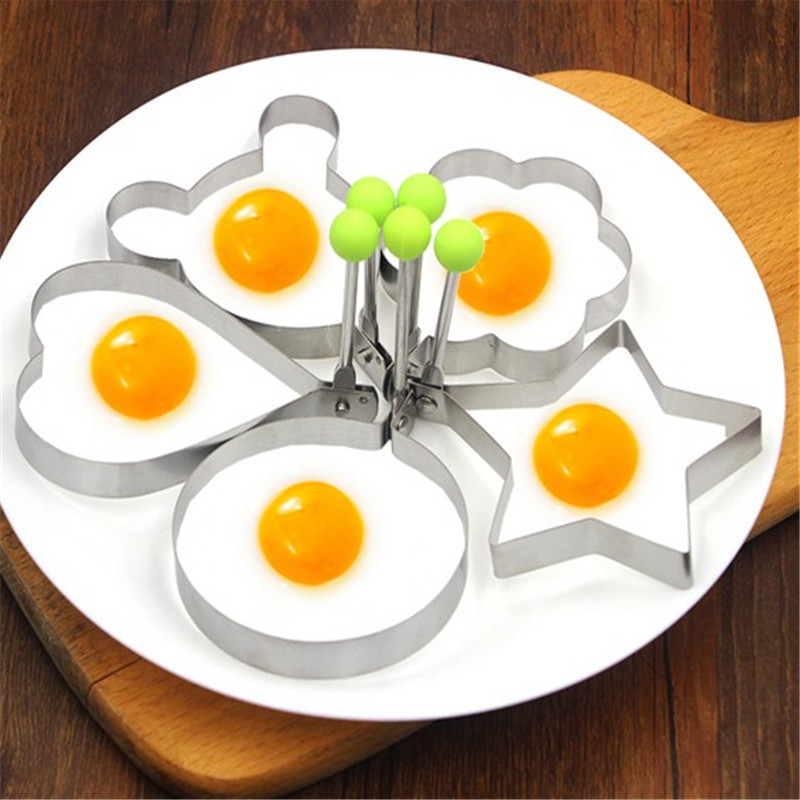 Stainless Steel Heart-Shaped Egg Frying Mold, Thickened Poached Egg Pancake Maker, Creative Household Egg Frying Model