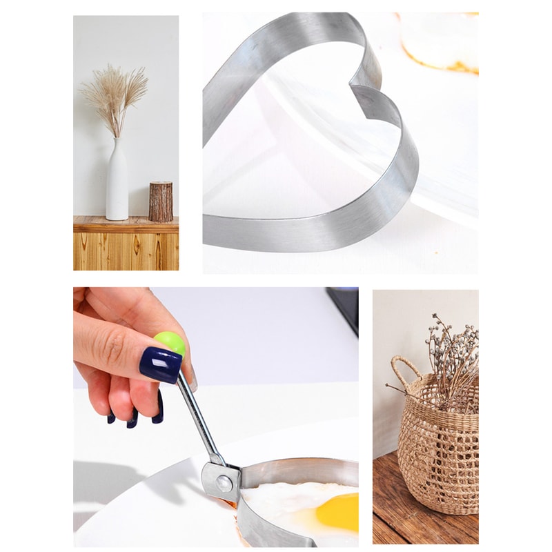 Stainless Steel Heart-Shaped Egg Frying Mold, Thickened Poached Egg Pancake Maker, Creative Household Egg Frying Model