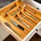 Wooden Adjustable Cutlery Tray, Bamboo Drawer Divider Organizer, Expandable Kitchen Storage