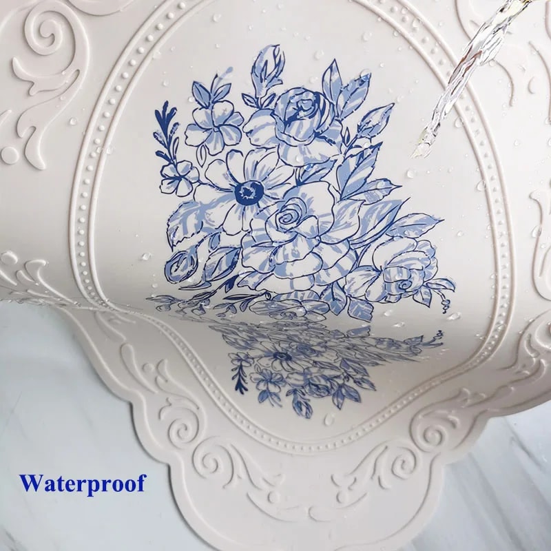 Waterproof Silicone Dining Mat, Floral Placemats with Retro Carved Design for Kitchen Table, Coffee Pad, Tableware Mats