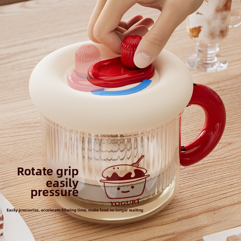 Self-Cooling Greek Yogurt Filter, Dry Whey Separator, Yogurt Maker Bowl Filter with Gauze