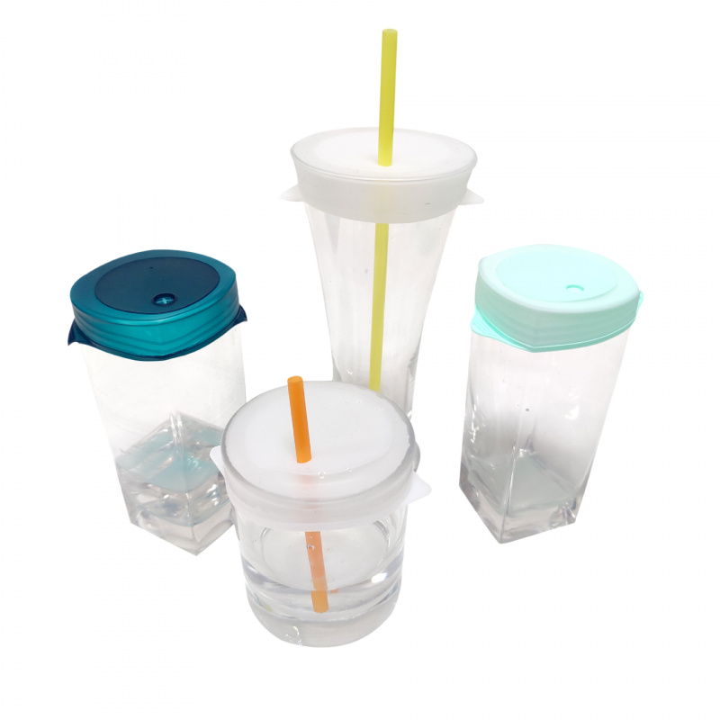 Portable Round Silicone Cup Lid with Straw Hole, High Tension, Food Contact Grade