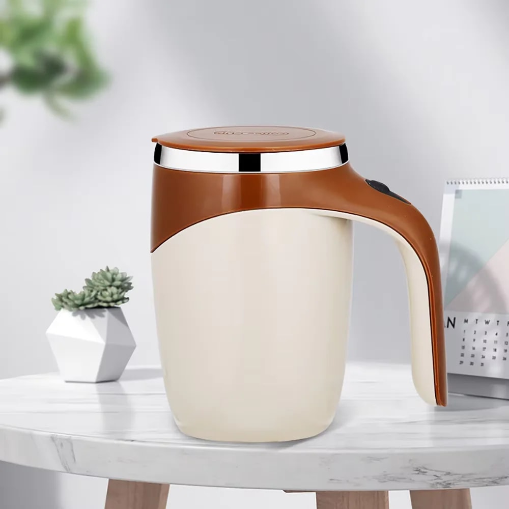 Magnetic Rotating Electric Lazy Coffee Stirring Cup, Stainless Steel Auto Stirring Milk Cup Mark Cup