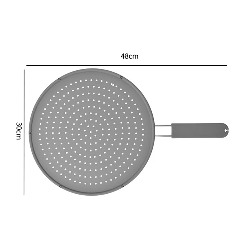 Heat-Resisting Silicone Kitchen Splatter Screen, Drain Board Cover, Frying Pan Lid with Handle