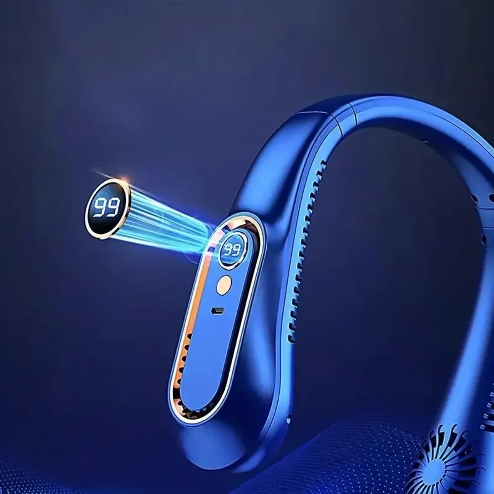 Portable Vaneless Hanging Neck Fan With USB Cooler Digital Display Adjustable Speeds And Bladeless 6