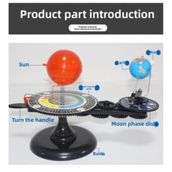 space-themed hand-cranked solar system motion model, unique desk decor with rotating planets