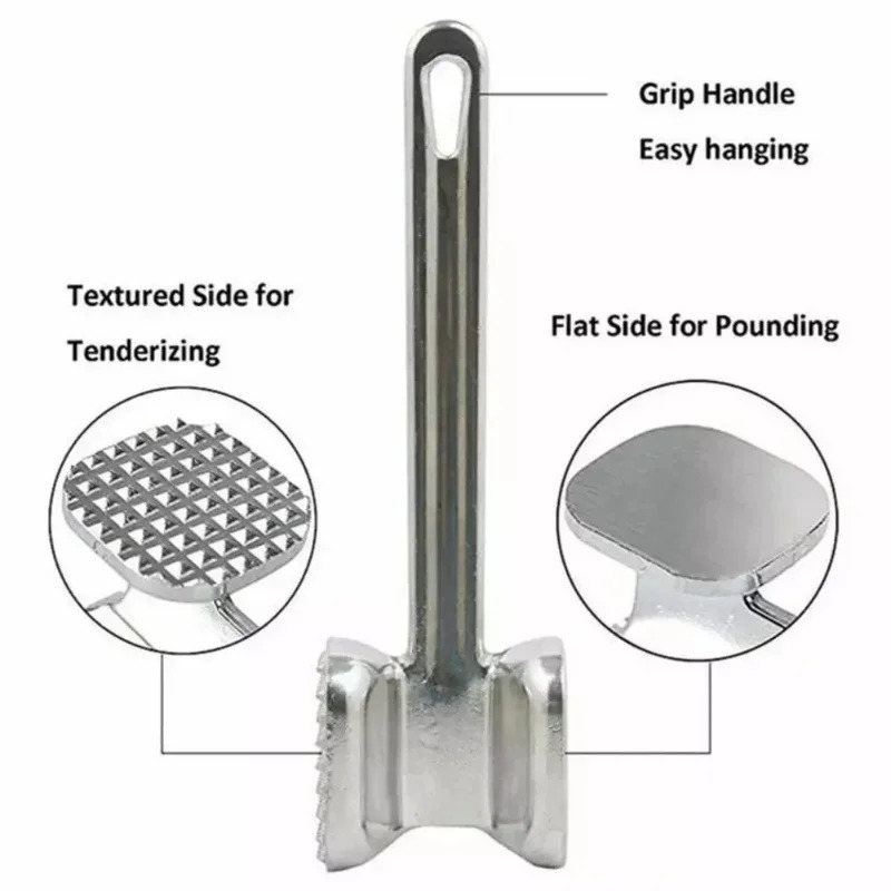 Double-Sided Meat Hammer with Aluminum Alloy, Steak Hammer, Loose Beef Tenderizer, Kitchen Accessory