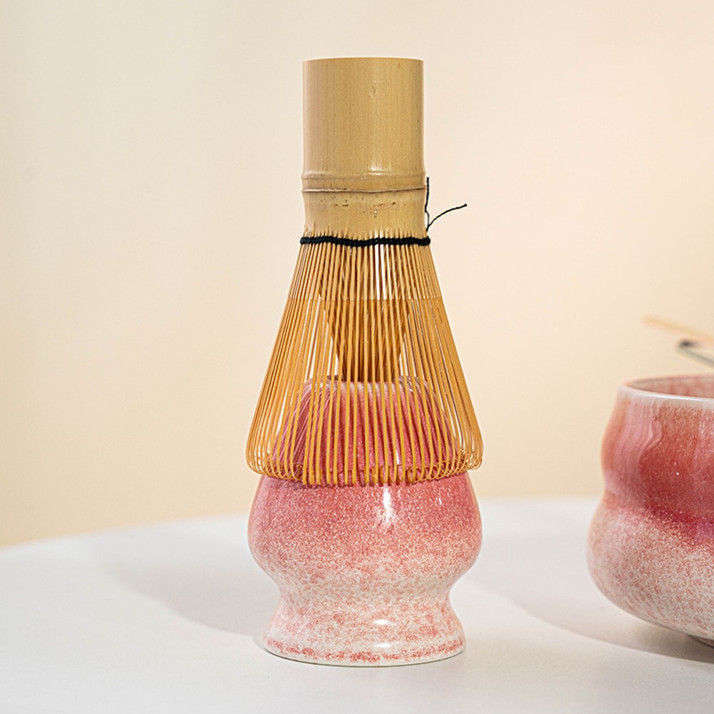 Matcha Green Tea Bowl Ceramic Chasen Holder Stand Bamboo Whisk Gradient Color Tea Grinder 3