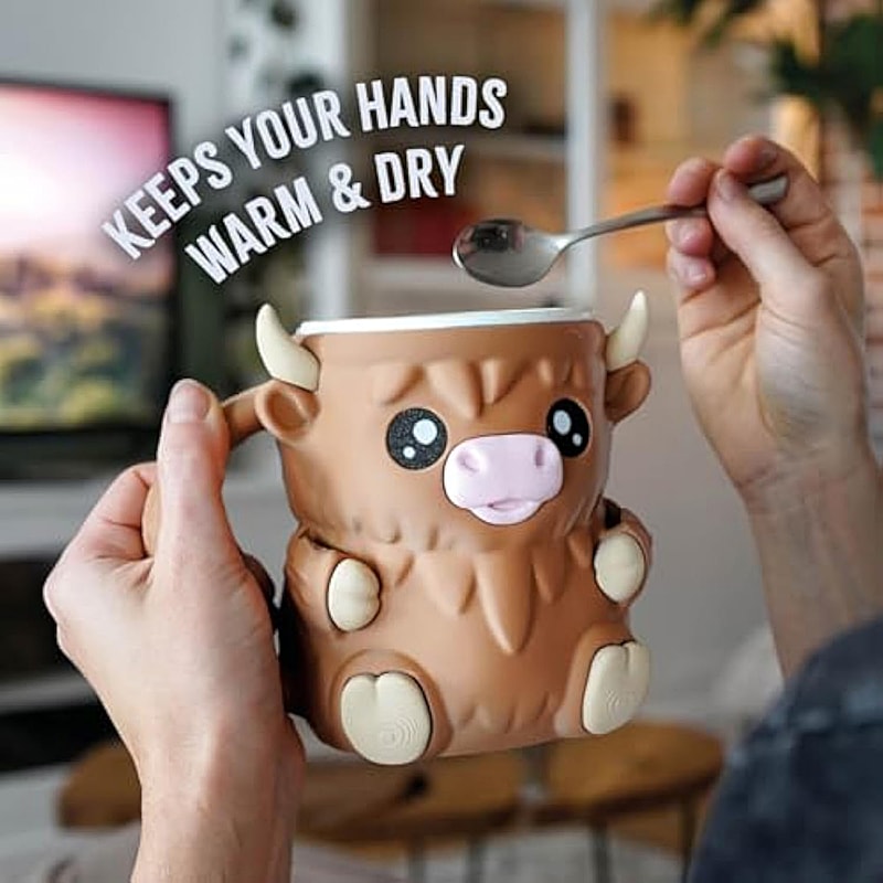 Reusable Highland Cow Ice Pint Holder, Printed Ice Cream Pint Containers, Snack Drawer & Handle - Beer Can Sleeves