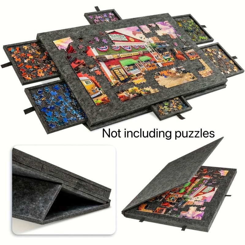Foldable Puzzle Storage Table with Felt Top, Drawer Organizer for Easy Storage