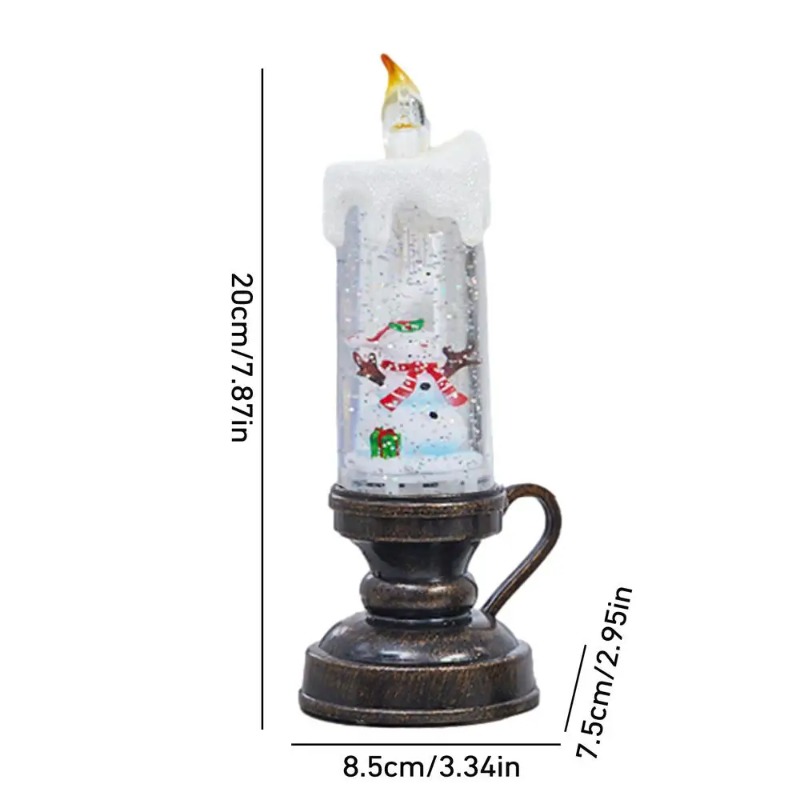 Christmas Snow Globe Candle Glittering LED Flameless Lamp Battery Operated Night Light Gift 5