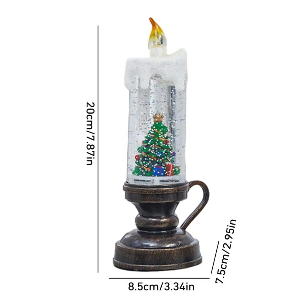 Christmas Snow Globe Candle Glittering LED Flameless Lamp Battery Operated Night Light Gift 6