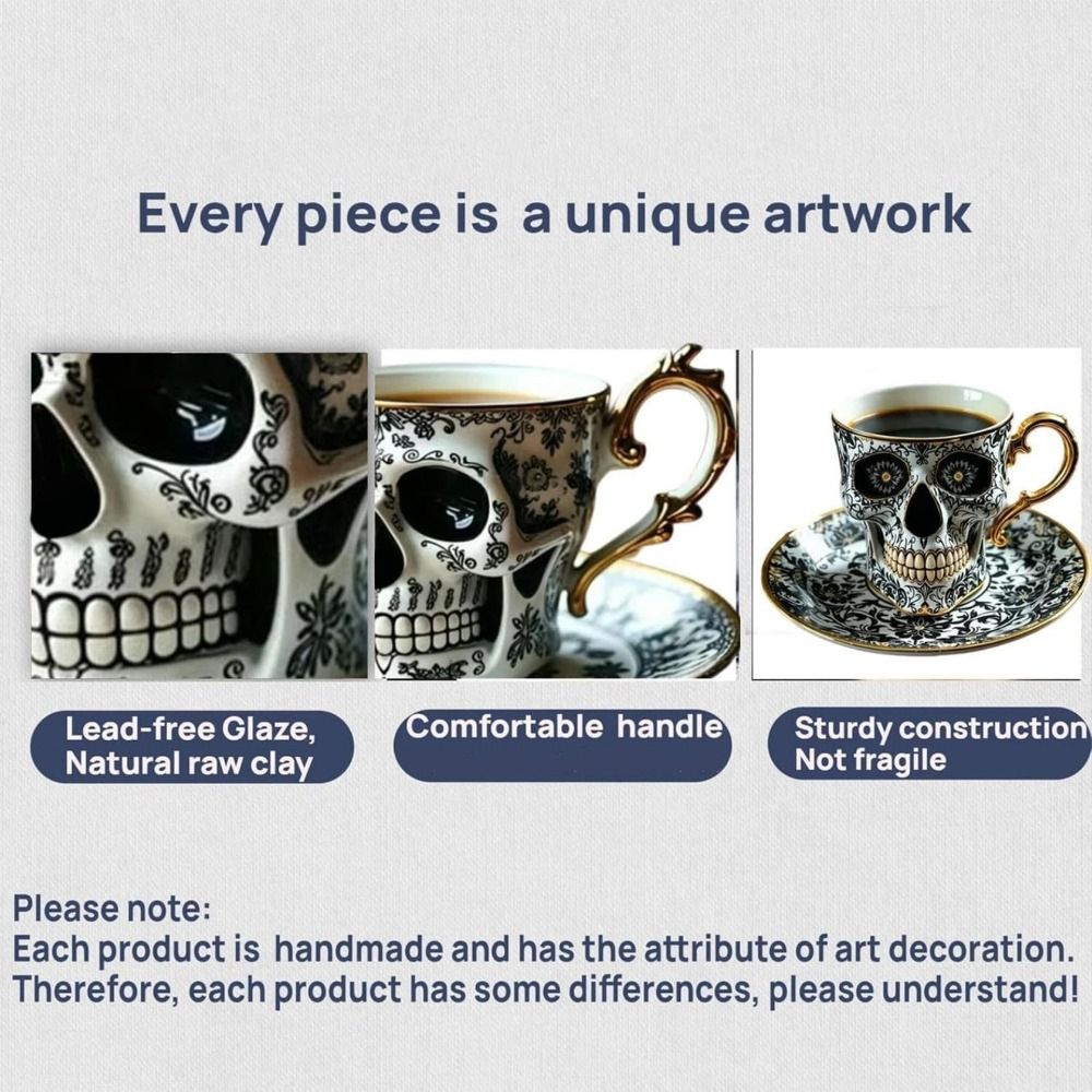 Gothic Skull Crusher Coffee Mug, Stylish Resin Bonehead Design, Skeleton Head Mugs for Collectors
