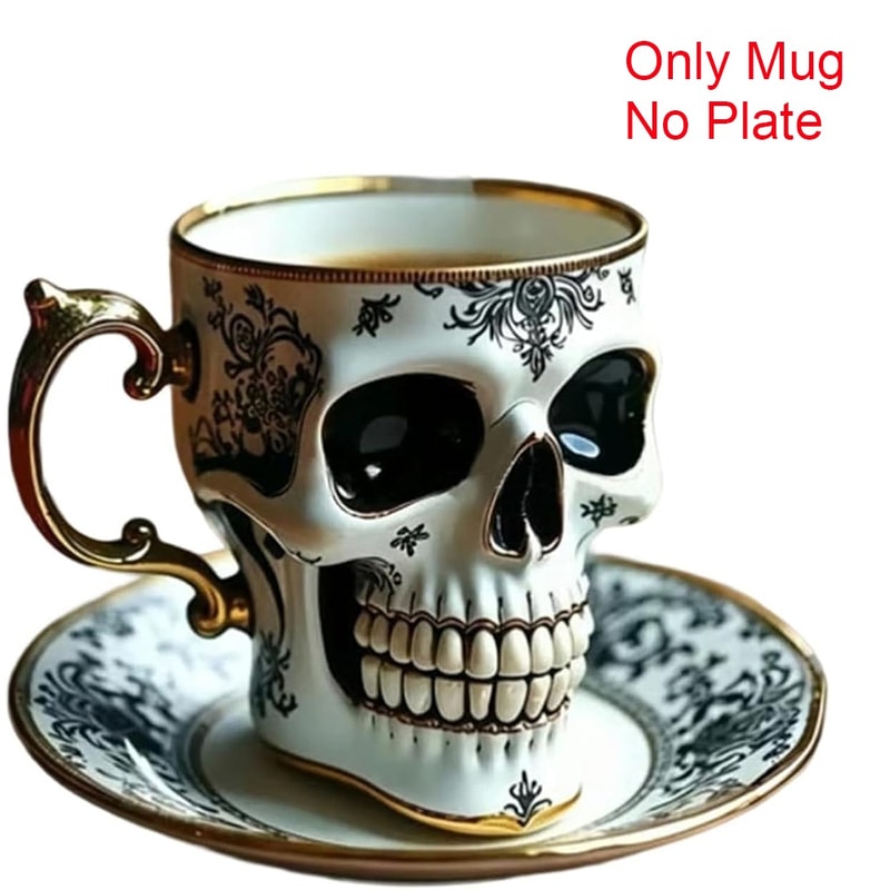 Gothic Skull Crusher Coffee Mug, Stylish Resin Bonehead Design, Skeleton Head Mugs for Collectors