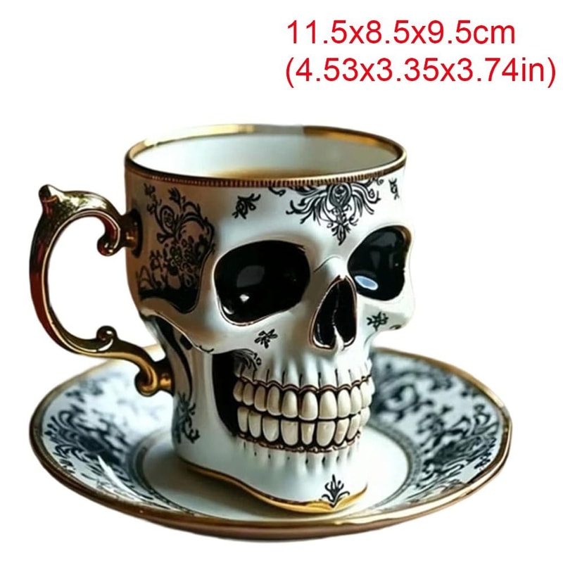 Gothic Skull Crusher Coffee Mug, Stylish Resin Bonehead Design, Skeleton Head Mugs for Collectors