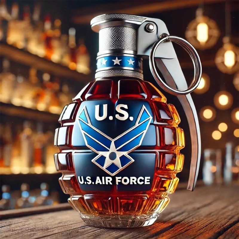 Unique Engraved Whiskey Glass with Eagle Emblem Bottle, Hand Shape, Bar Gift