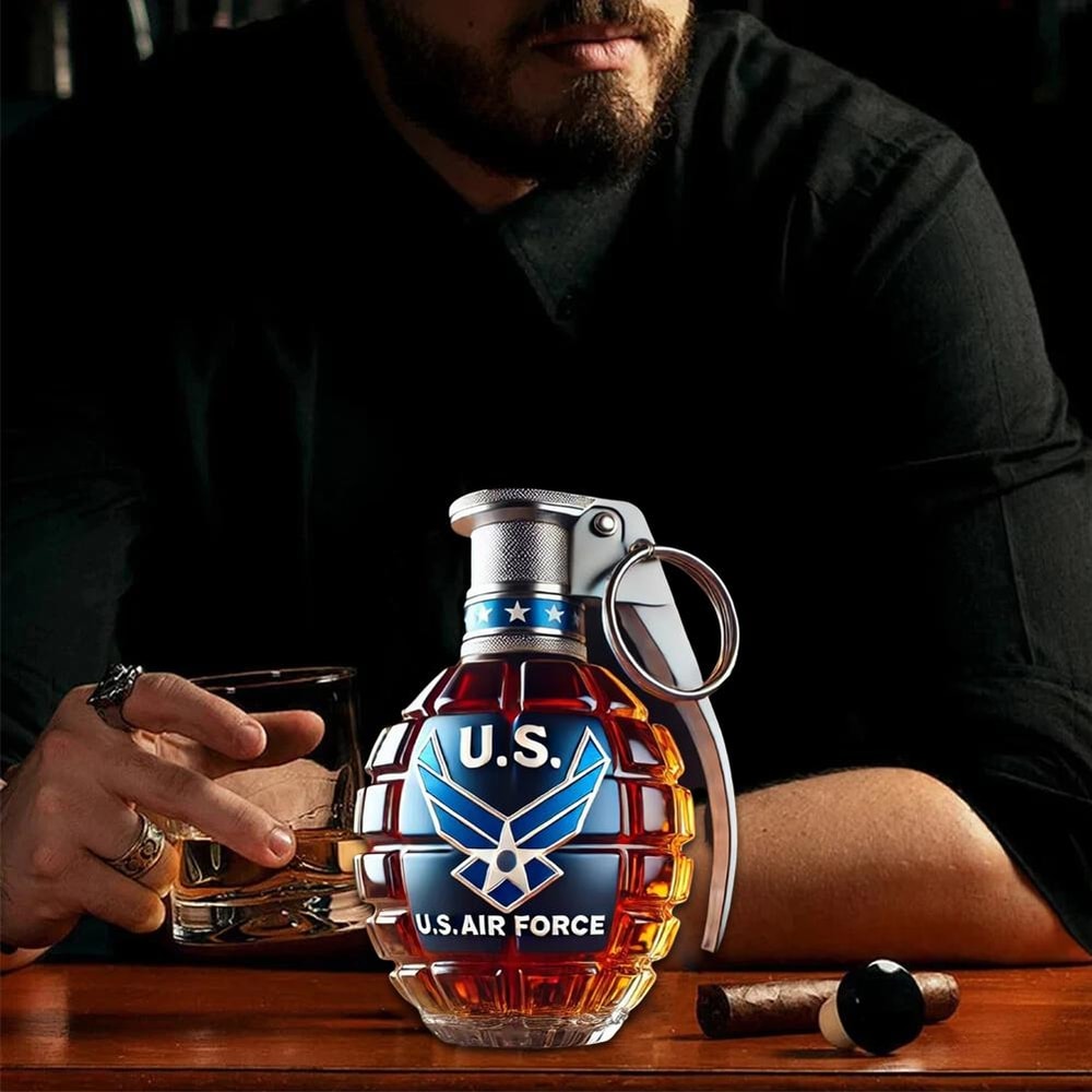 Unique Engraved Whiskey Glass with Eagle Emblem Bottle, Hand Shape, Bar Gift