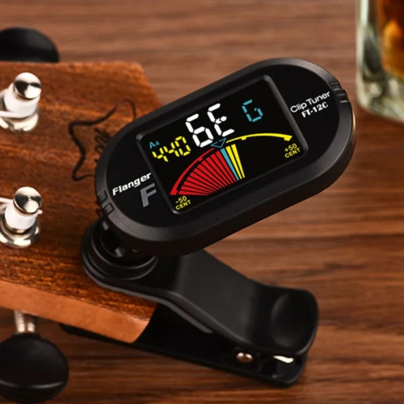 Tuner with Clip Mount Display, Colorful Screen Chromatic Tuner for Guitar, Bass, Ukulele, Violin Accessories