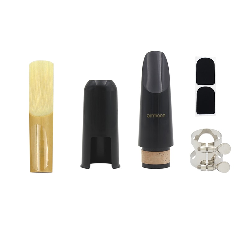 Professional Traditional Bakelite Mouthpiece with Reed, Mouthpiece Patches Pads, Black Pipe Set for Clarinet