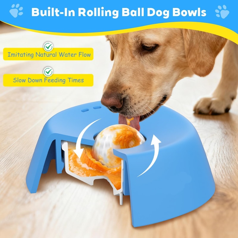 Spherical dog licking bowl, slow feeder non-slip, Dog Liquid Lick Bowl pet for fun feeding