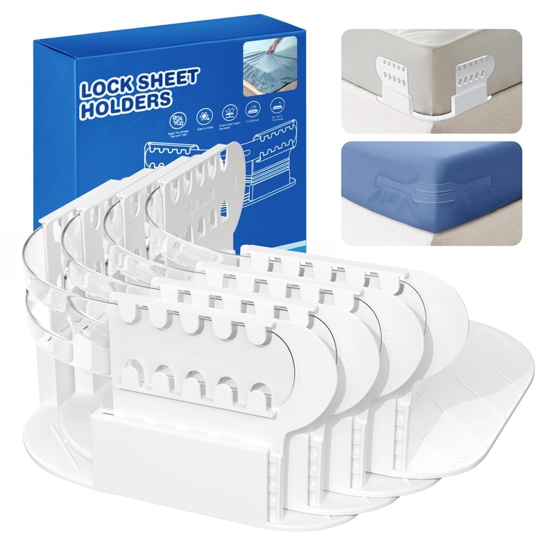 Adjustable Bed Sheet Clips, Fitted Sheet Holder Keep Sheets Firm & Tight, Sheet Holders for Corners