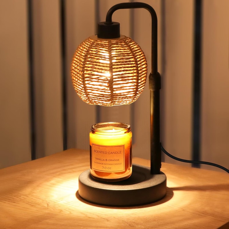 Creating Atmosphere Ornaments, Retro Linen Takraw Ball-shaped Aromatherapy Lamp with Wax and Timer