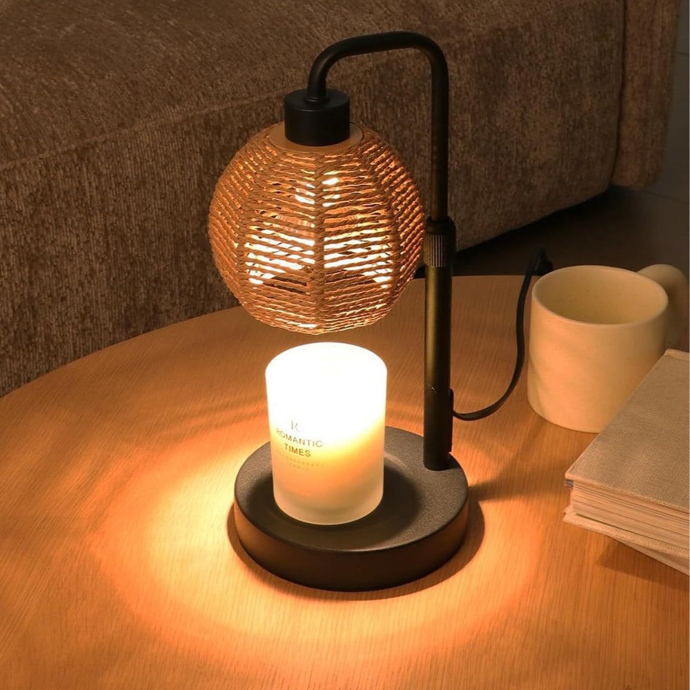 Creating Atmosphere Ornaments, Retro Linen Takraw Ball-shaped Aromatherapy Lamp with Wax and Timer