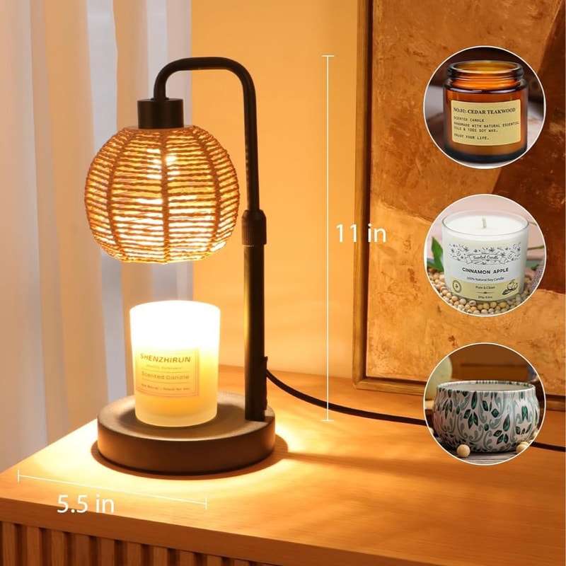 Creating Atmosphere Ornaments, Retro Linen Takraw Ball-shaped Aromatherapy Lamp with Wax and Timer