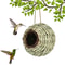 Handwoven Birdhouse, Natural Grass Hanging Bird Nest for Hummingbirds, Outdoor Garden Bird Shelter Nest Decoration
