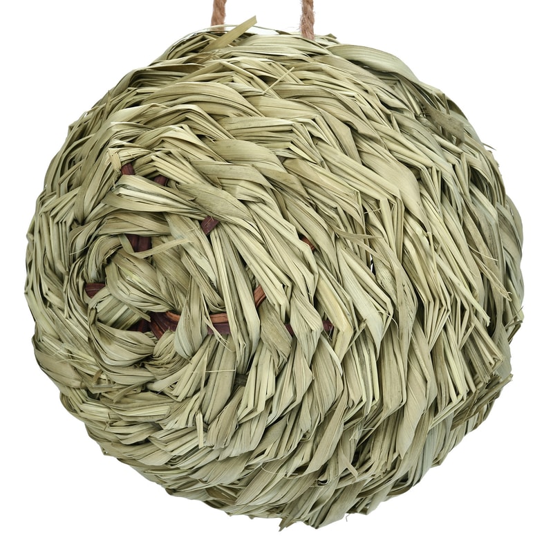 Handwoven Birdhouse, Natural Grass Hanging Bird Nest for Hummingbirds, Outdoor Garden Bird Shelter Nest Decoration