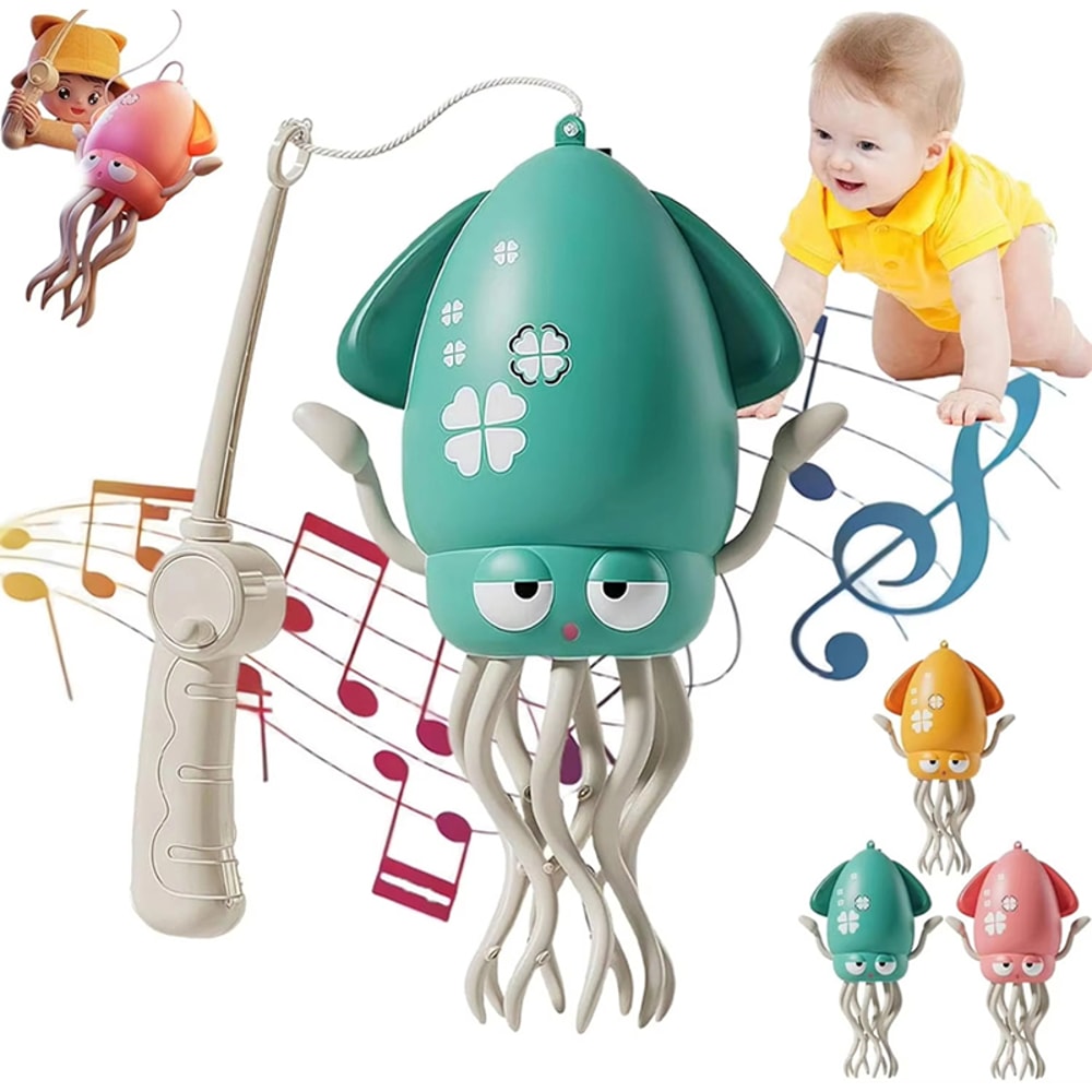 Interactive Toy Gifts, Dancing Squid, Music and Light Electronic Pet, Auto-Sensing Obstacle, Rechargeable Ornament