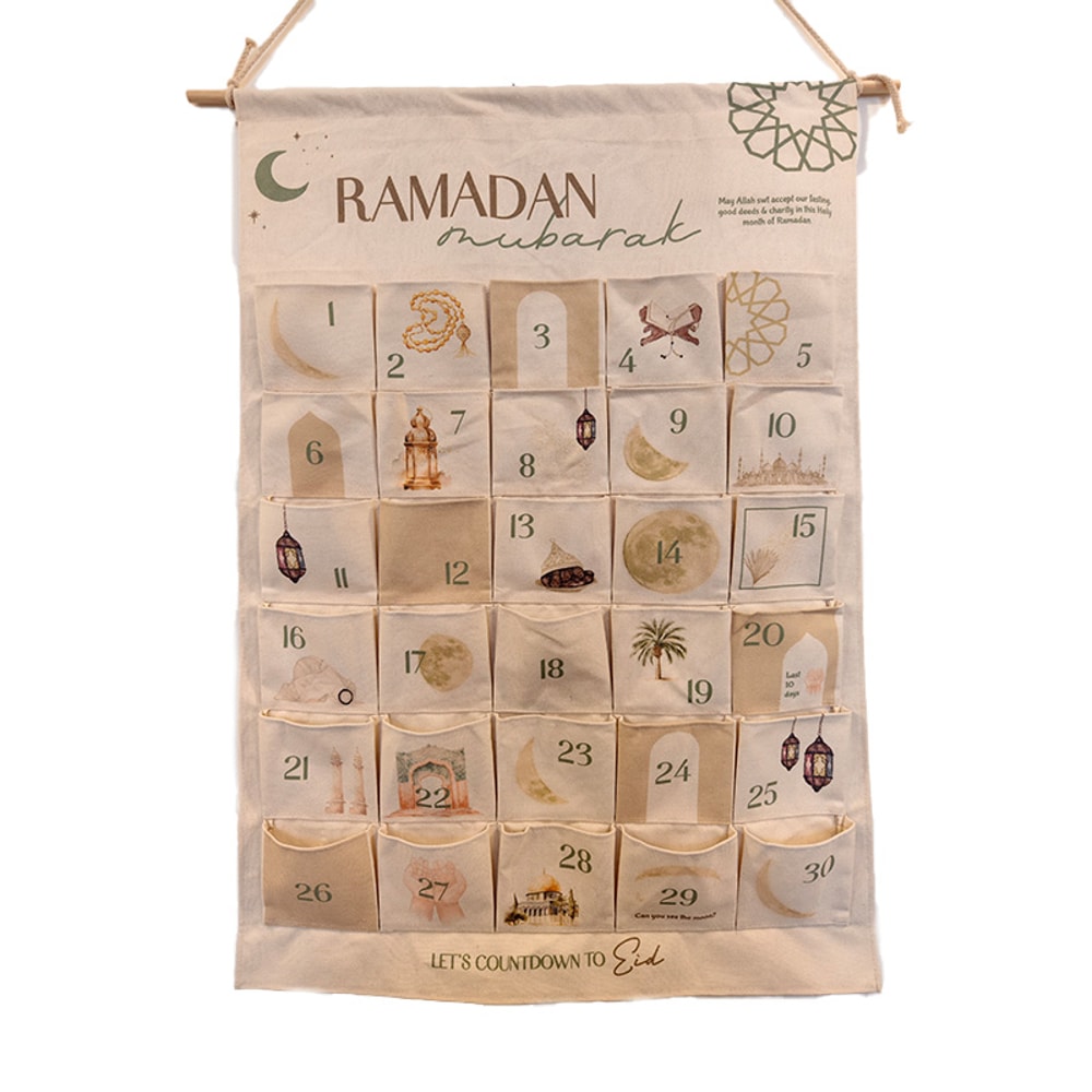 Muslim Children Advent Calendar, Countdown Wall Hanging Gift Bag, Eid Mubarak Holiday Decoration