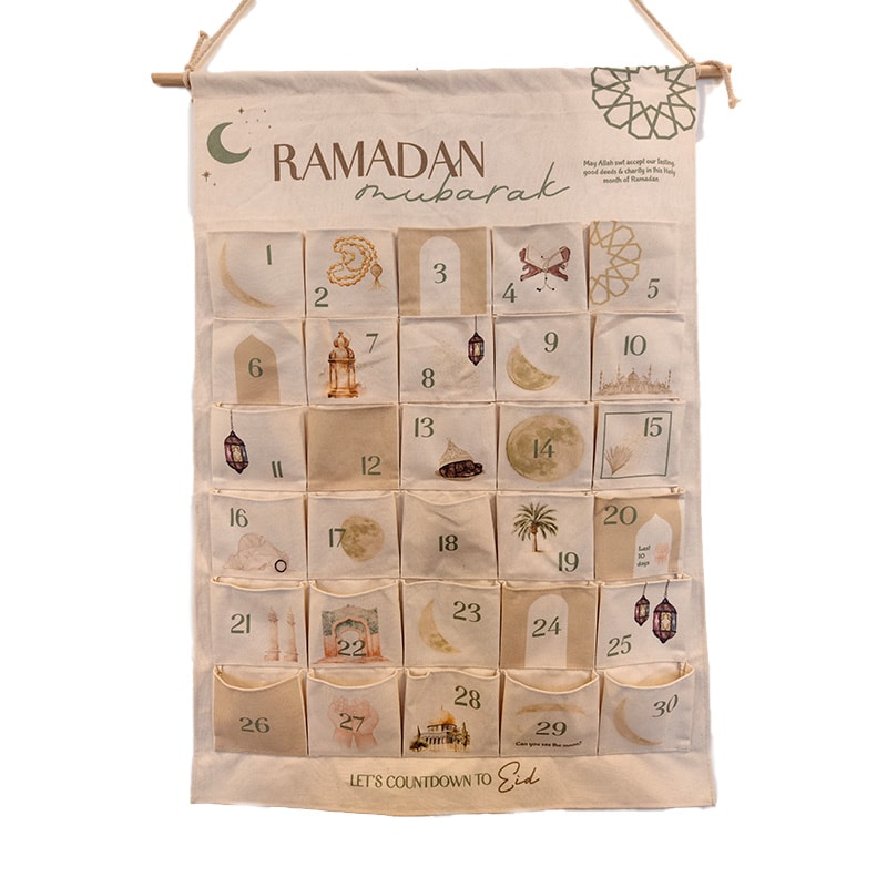 Muslim Children Advent Calendar, Countdown Wall Hanging Gift Bag, Eid Mubarak Holiday Decoration