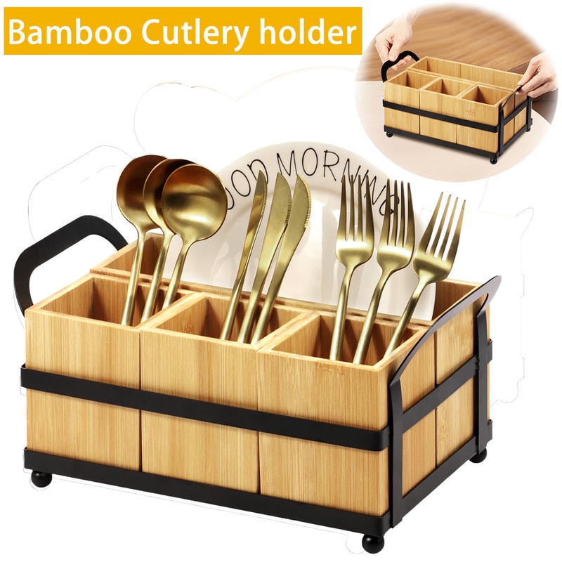 Cooking Utensil Organizer, Compartments Countertop kitchen, With Double Handle, Durable and Stylish