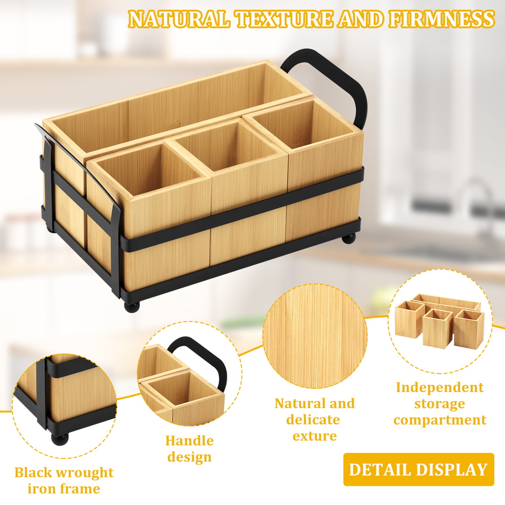 Cooking Utensil Organizer, Compartments Countertop kitchen, With Double Handle, Durable and Stylish