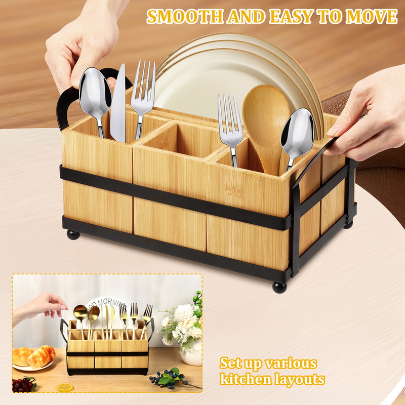 Cooking Utensil Organizer, Compartments Countertop kitchen, With Double Handle, Durable and Stylish